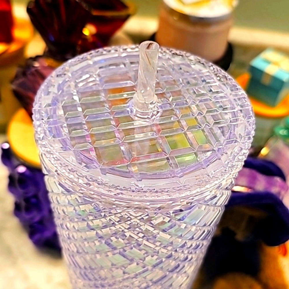 STARBUCKS IRIDESCENT UNICORN BLING DIAMOND CUT JEWEL TUMBLER - Picture 16 of 16